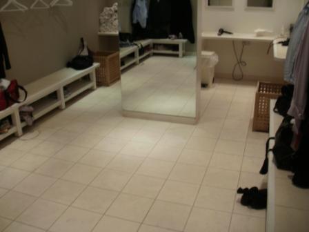 Limestone Changing Room Floor at a Gym in London